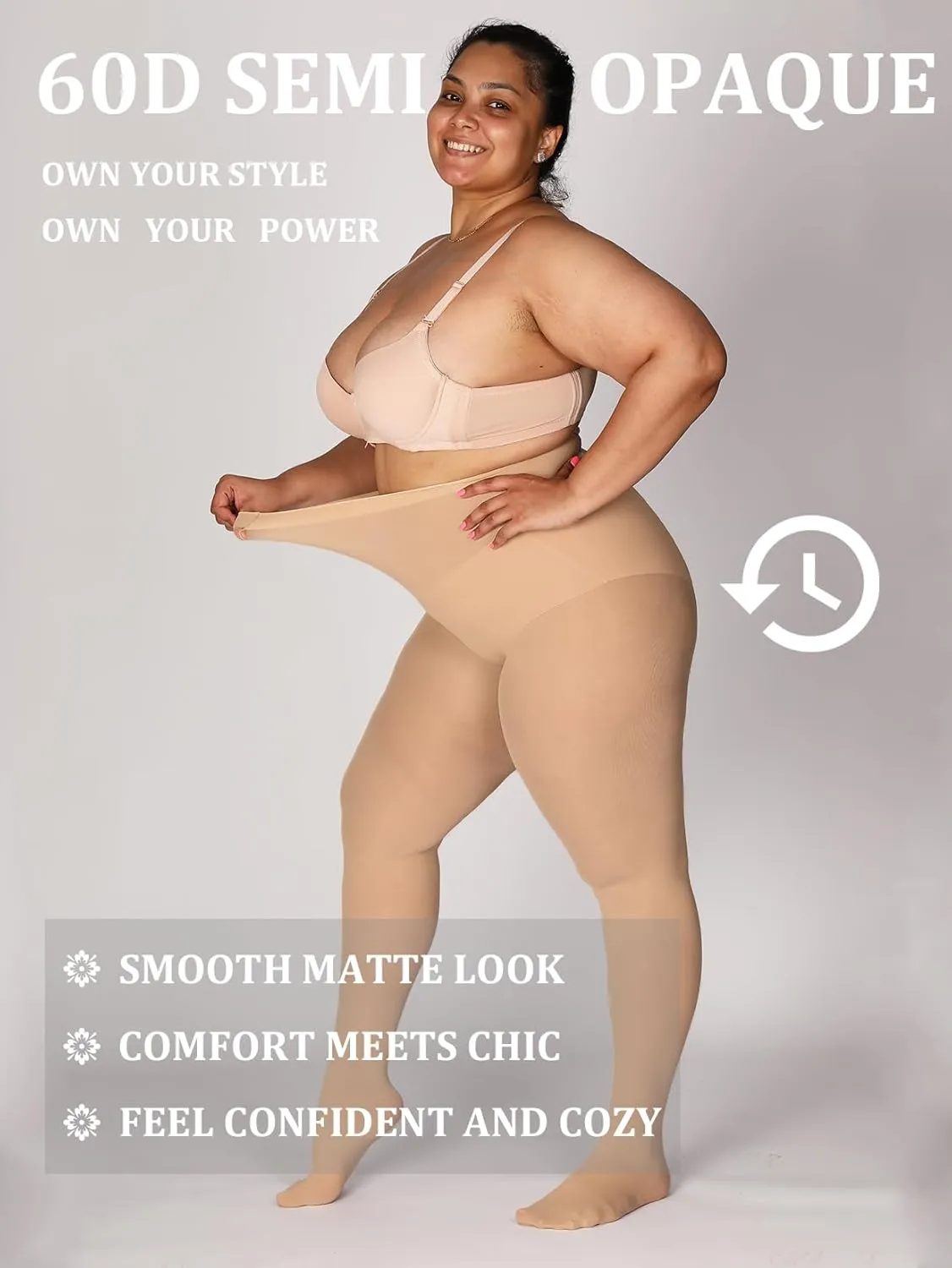 MERYLURE Ultra Plus Size Tights for Women Up To 6x, Semi Opaque Control Top Nylon Pantyhose,High Waist Fashion Stockings