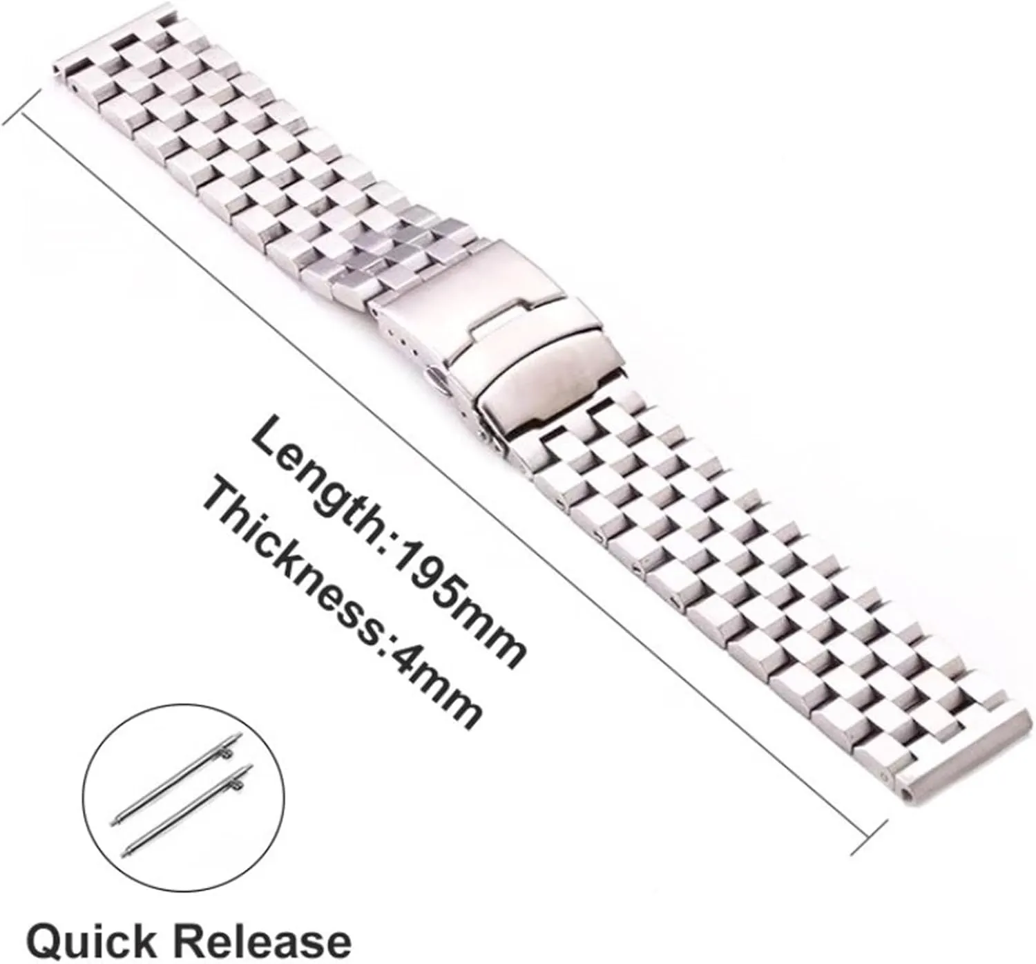 Metal Watch Band Quick Release Solid Stainless Steel Strap 20mm 22mm for Traditional Watch Smart Watch Men Women Bracelet