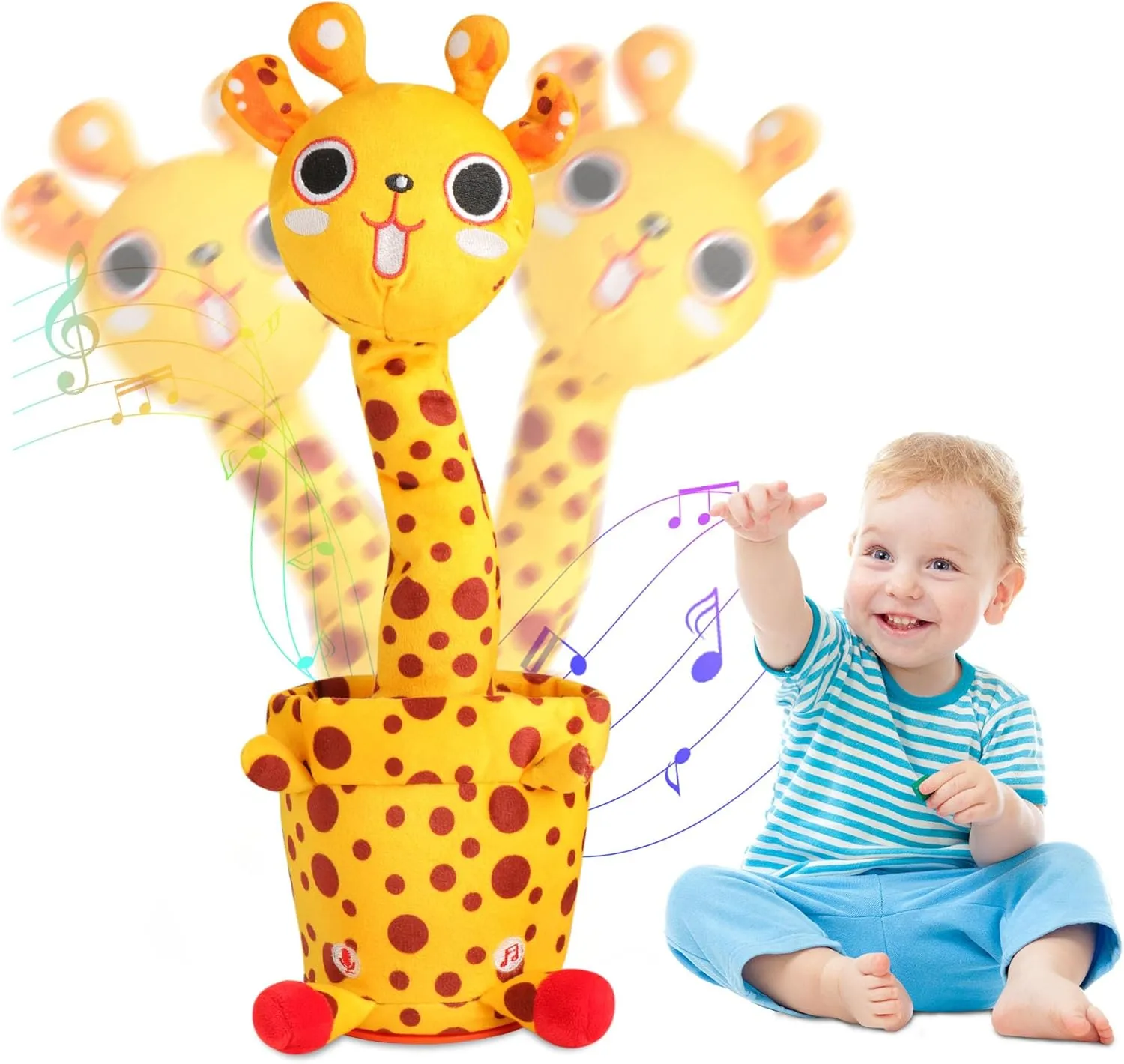 MIAODAM Dancing Talking Giraffe Toddler Toys Electronic Giraffe Plush Toy Interactive Mimicking Toy with Recording and Repeating for Boys Girls Gift