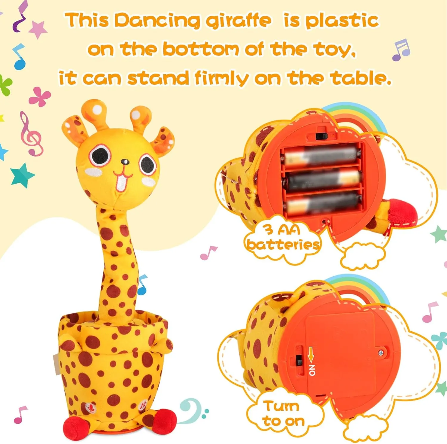 MIAODAM Dancing Talking Giraffe Toddler Toys Electronic Giraffe Plush Toy Interactive Mimicking Toy with Recording and Repeating for Boys Girls Gift