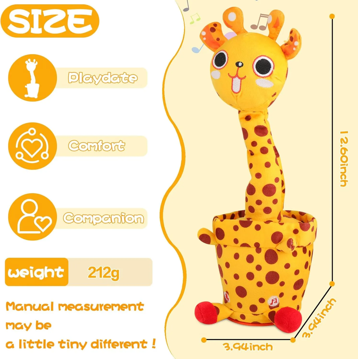 MIAODAM Dancing Talking Giraffe Toddler Toys Electronic Giraffe Plush Toy Interactive Mimicking Toy with Recording and Repeating for Boys Girls Gift