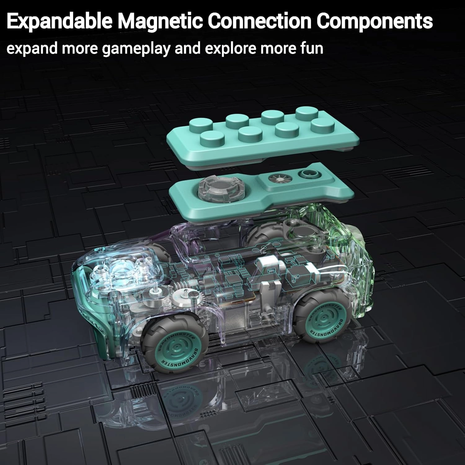 Micro RC Car 1:72 Full Proportional Hall Sensor Mini RC Drift Car for Desktop on Track Play with Expandable Connection Components, Gifts for Adults and Kids with Rechargeable Battery