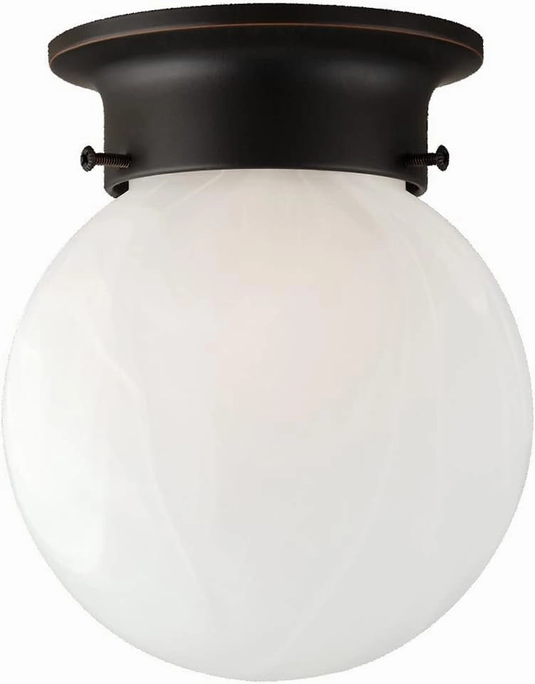 Millbridge 1-Light Flush Mount Ceiling Light, Oil Rubbed Bronze Finish, Alabaster Glass, Dimmable, for Bedroom, Hallway, Entryway – Design House, 514521