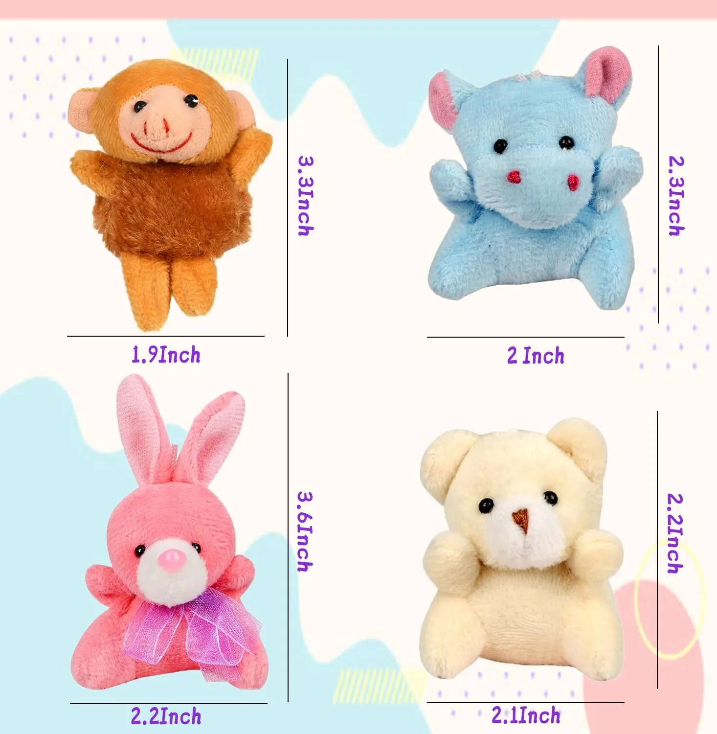 Mini Plush Animal Toy Set,Cute Animals Keychain Decoration for Kids,Goodie Bag Fillers, Basket Stuffers, School Prizes, Valentine's Day Party Supplies (24pcs)