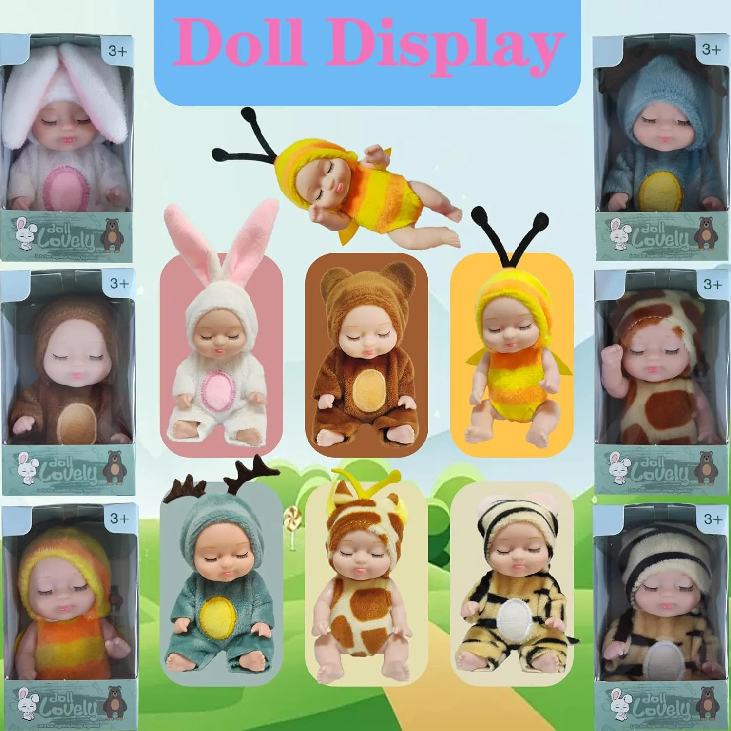 Mini Rebirth Doll, Gift Box Miniature Doll, Toys for Kids Over 3 Years Old (Style A)