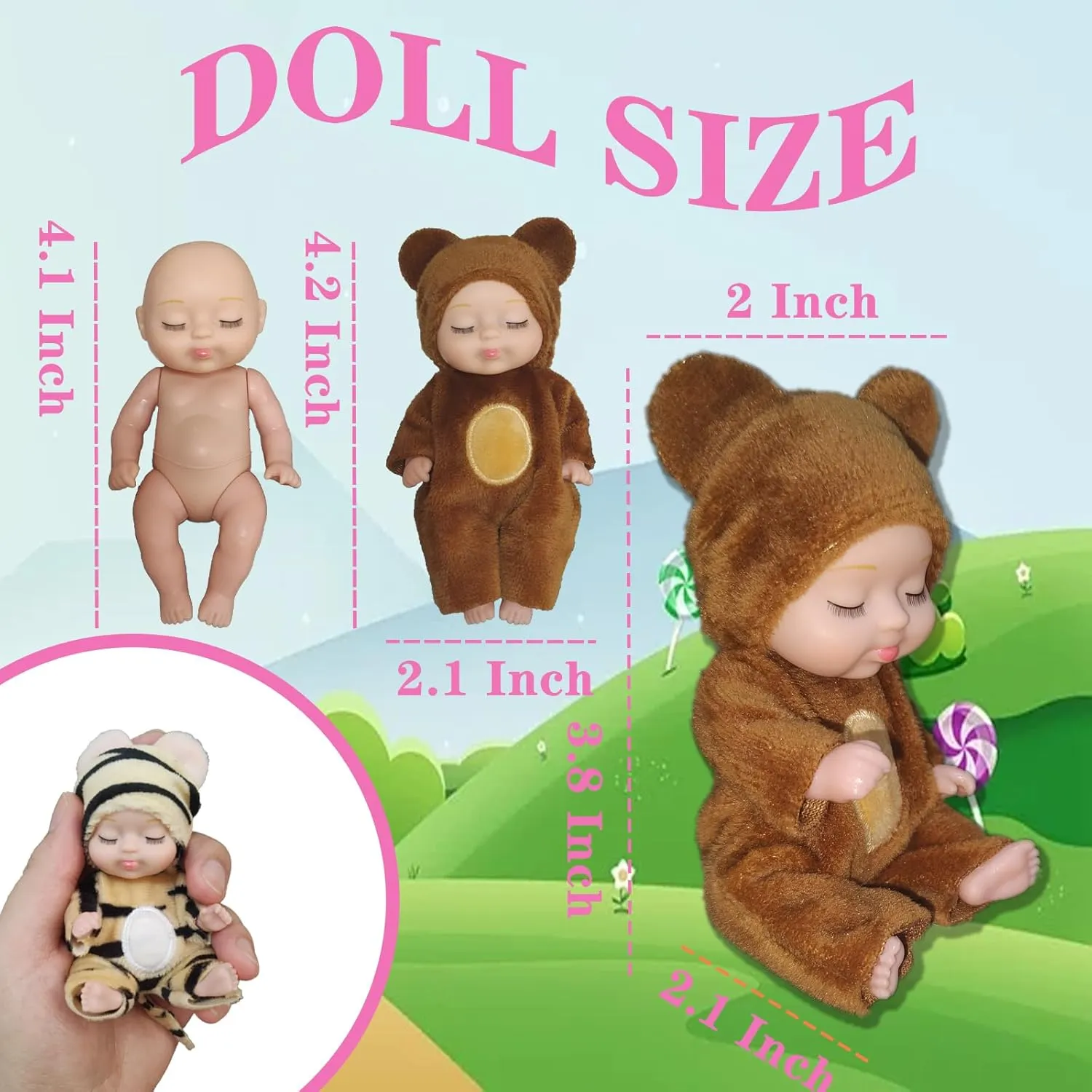 Mini Rebirth Doll, Gift Box Miniature Doll, Toys for Kids Over 3 Years Old (Style A)