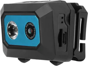 Mini Sports Camera, 1080P Full HD Head - Mounted Action Camcorder with 120° Wide Angle, LED Headlight, Night, Loop Recording, 6 Hours Endurance, Mic (Black Blue)