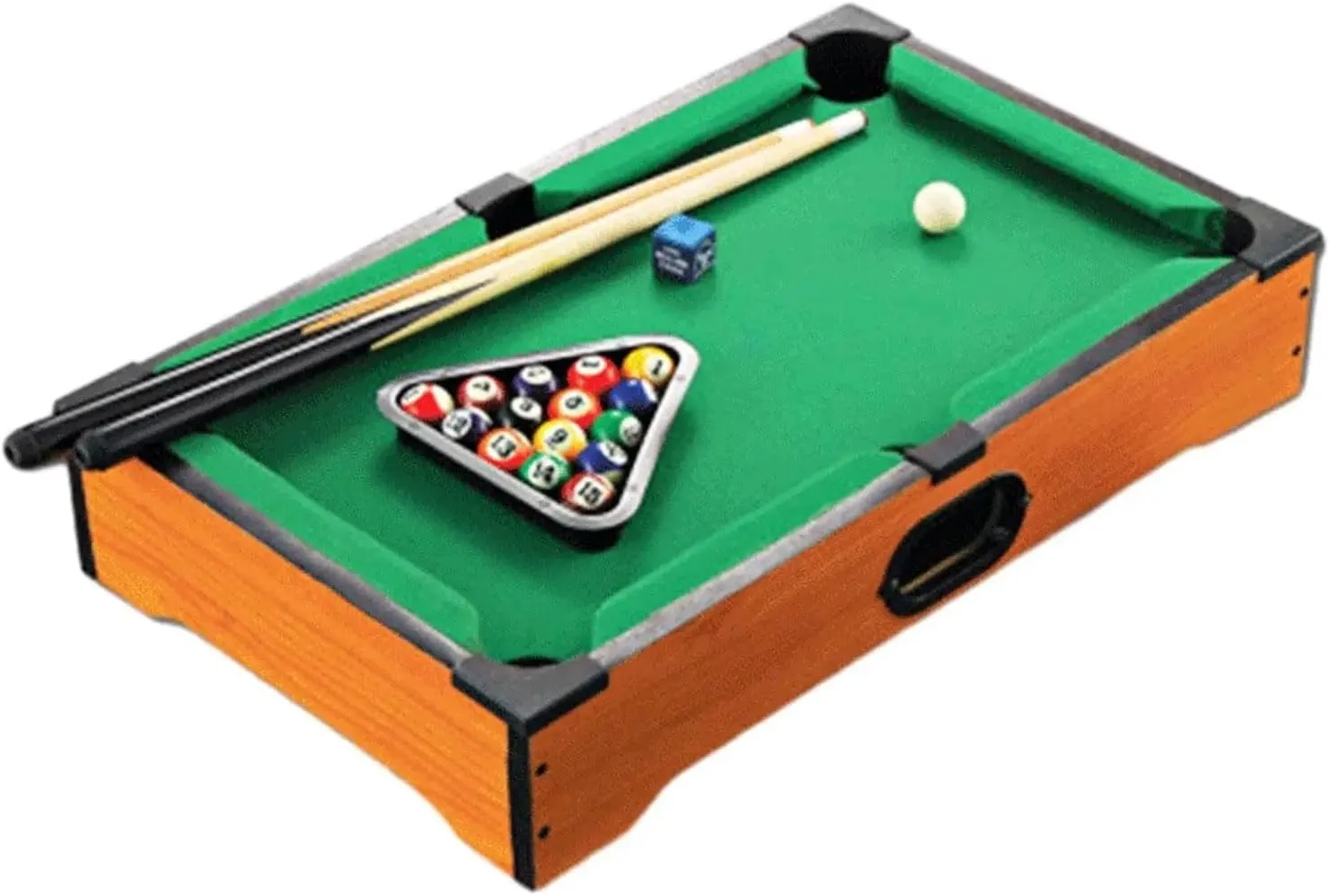 Mini Table Pool Set Wood Cues Portable Easily Set up Balls Home Play Billiards Snooker Accessories