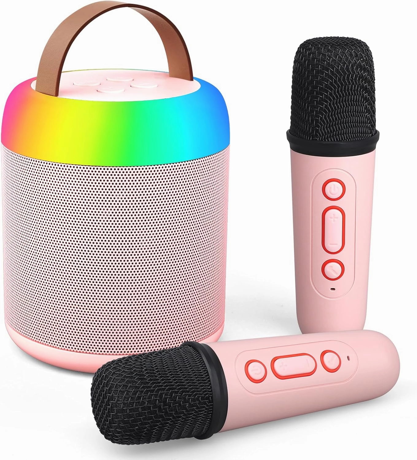 Mini Party Karaoke Machine Toy for Kids Audlts, Portable Led Karaoke Toy Speaker with 2 Wireless Microphones for Girls Boys Birthday, Holiday Stocking Stuffer Party Favors Supplies