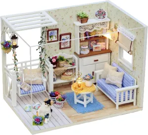Miniature Dollhouse DIY Set with Decoration Furniture and LED Lights, Kitten Diary Style, 1;24 Scale DIY Dollhouse with English Instructions
