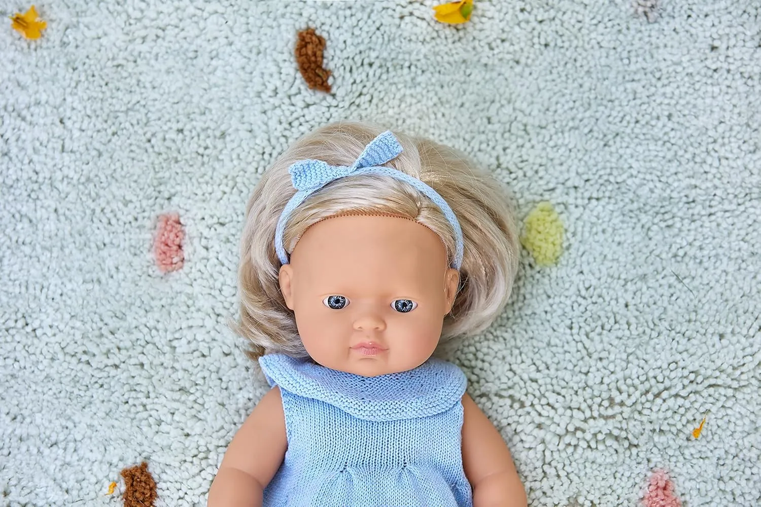 Miniland Clothes for Dolls 15'' Knitted Outfit Dress & Headband - ECO, Made in Spain, Quality, Role Play, Educational