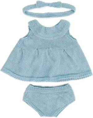 Miniland Clothes for Dolls 15'' Knitted Outfit Dress & Headband - ECO, Made in Spain, Quality, Role Play, Educational