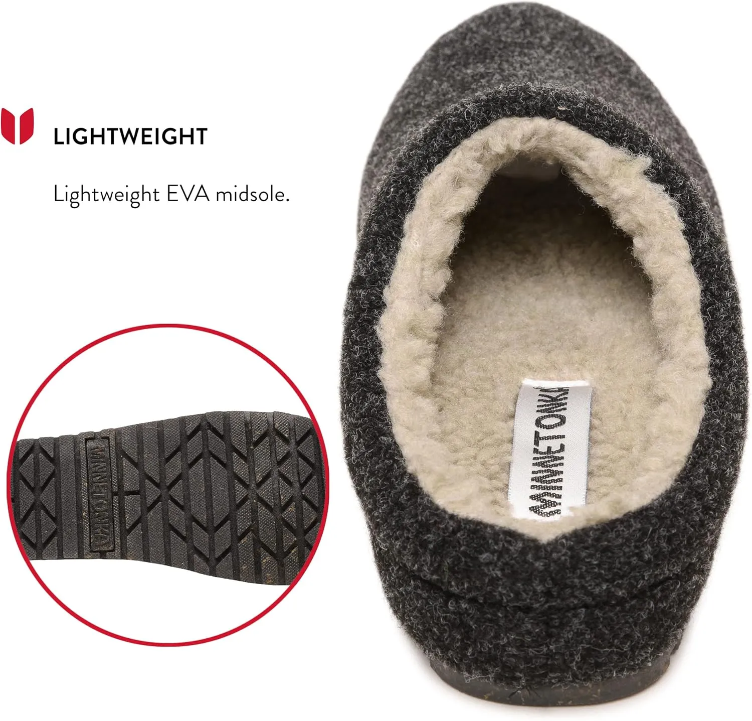 Minnetonka Men’s Corbin Slippers - Fleece-Lined Clog Crafted with Slip-On Design, Fabric Upper, Berber Lining, EVA Midsole, and Water-Resistant Materials