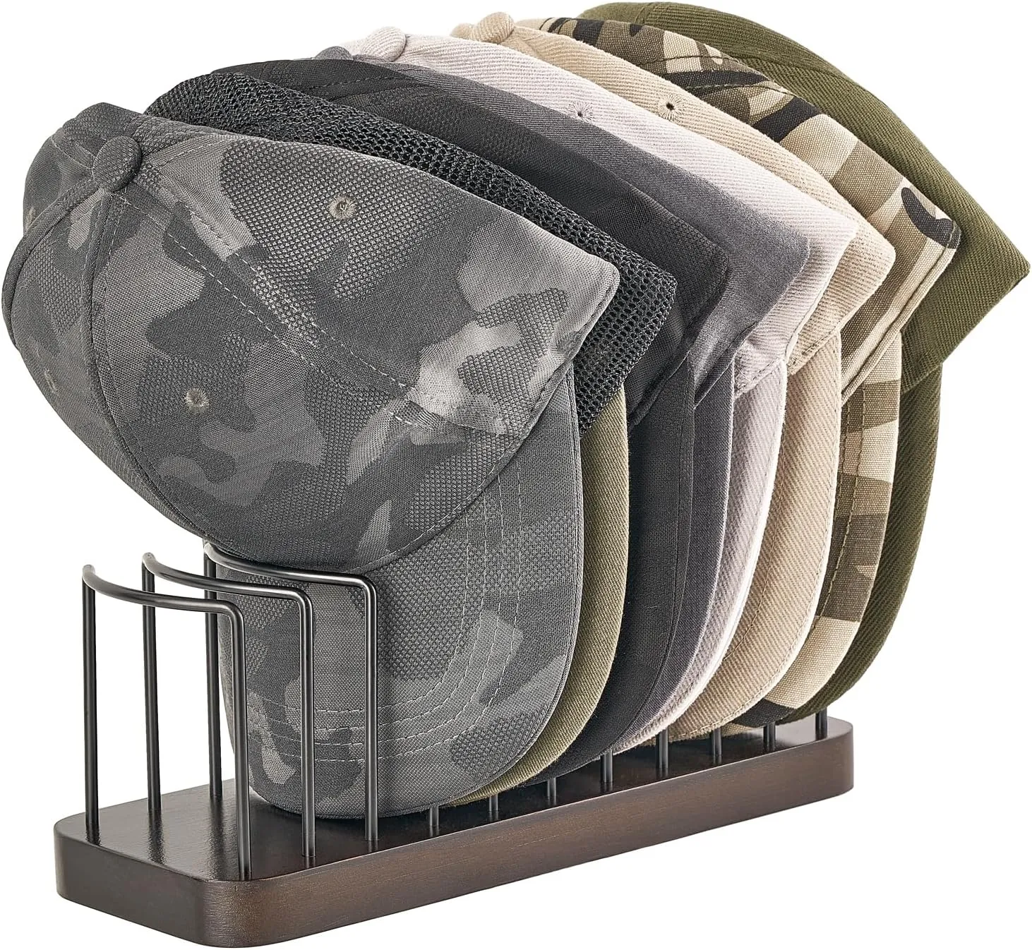 Mkono Hat Organizer for Baseball Caps, Set of 1 Hat Holder for 10 Baseball Caps, Tabletop Hat Rack Stand Hat Storage Display Baseball Cap Organizer for Desk Closet Shelf Dresser