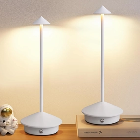 Modern Cordless Table Lamp Set of 2, Portable LED Desk Lamps, 5000mAh Rechargeable Battery Operated Lighting for Bedroom Dining Room Restaurant Coffee Shop Camping Night Light (White)