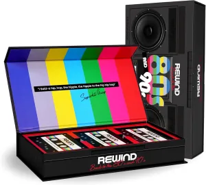 Mojo Games, Rewind, Back to The 80's and 90's Music Trivia - Nostalgic Pop Culture, Rock, Pop and Hip Hop Card Game for Family and Friends Game Night (Music Trivia)