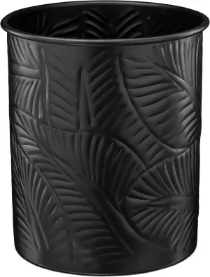 Monarch Abode Handcrafted Floral Embossed Kitchen Utensil Holder for Kitchen Counter, Ladle, and Large or Small Spoon Holder, Decorative Cooking Utensil Crock Organizer for Countertop, Matte Black