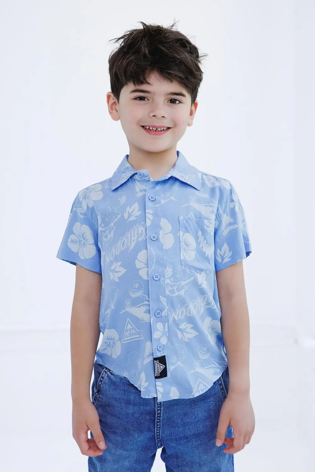 Monster Jam Matching Family Hawaiian Button Down Shirt Toddler to Adult Grave Digger El Toro Loco Megalodon