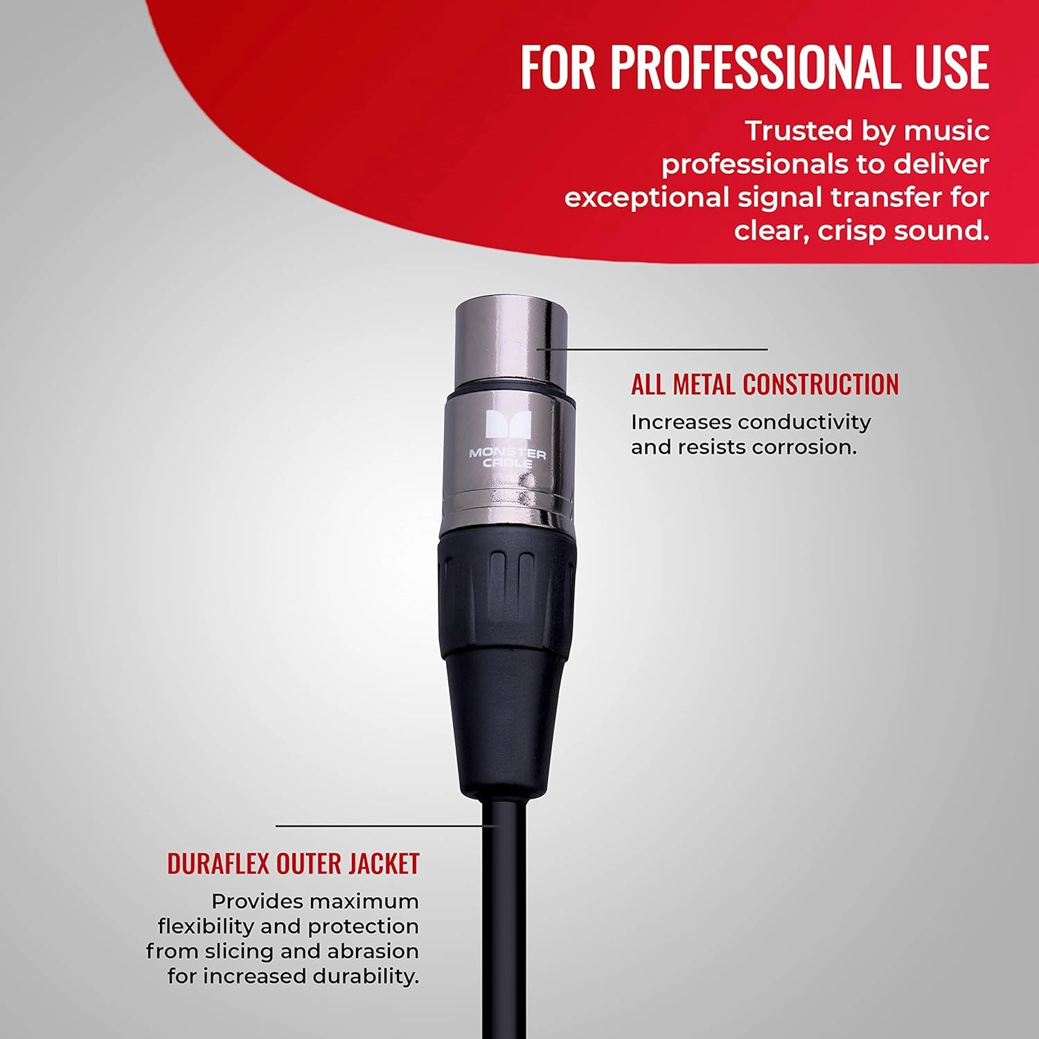 Monster Prolink Classic Microphone Cable, 50 Feet – Silver Contact Connectors, MultiTwist Construction, 95% Copper Braided Shield, Professional Mic Cable