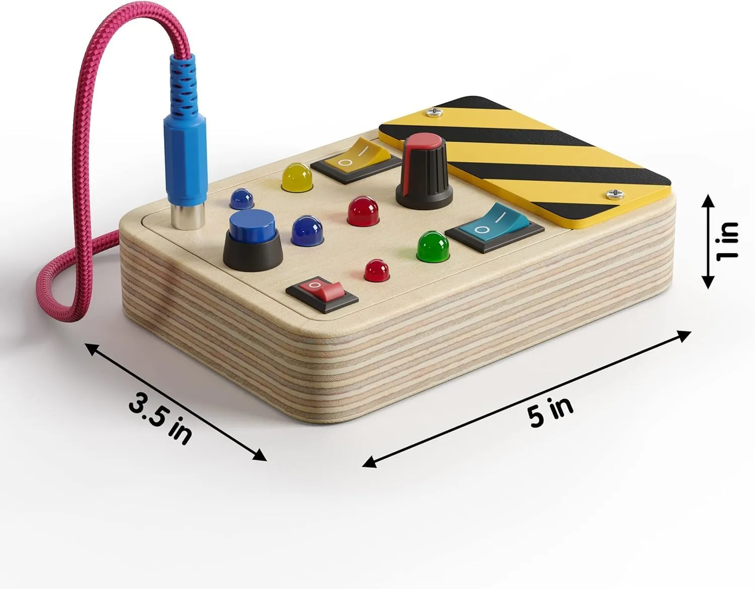 Montessori Busy Board for Toddlers - Wooden Sensory Toys for Toddlers - Toys For Autistic Children with LED Light Up Buttons Pluggable Wires Baby Gifts - Educational Learning Fidget Toy By Montotoys