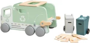 Montessori Wooden Recycling Garbage Truck Toy, 13 Pieces, Ages 3  Years