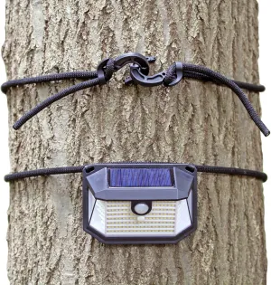 Motion Light, Security for Camping Hunting, Indoor Outdoor Anywhere, Quick Install on Tree or Post with Strong Bungee Straps, 4 Modes, Solar Powered, Bright Light 178 LEDs