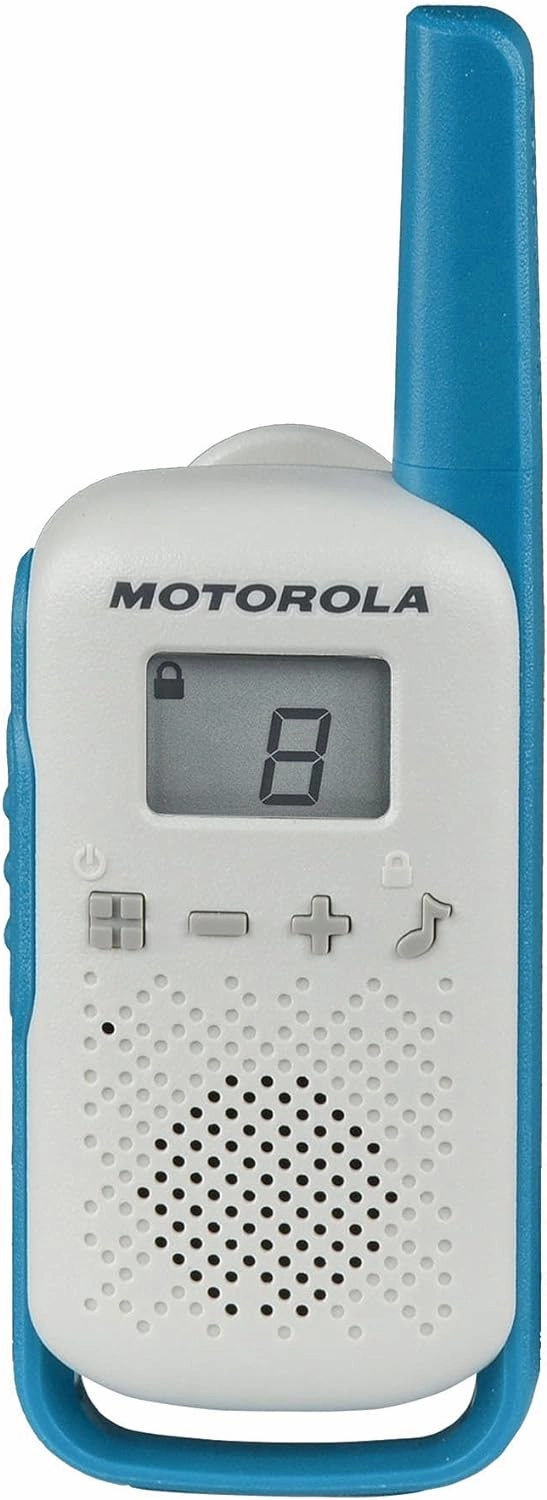 Motorola Solutions, Portable FRS, T114, Talkabout, Two-Way Radios, Battery Operated, 22 Channel, 16 Mile, White/Blue, 2 Pack