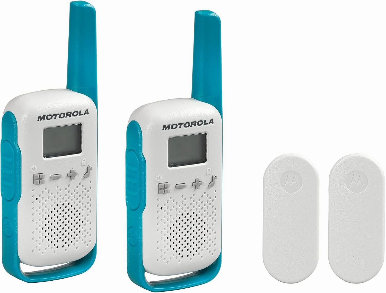 Motorola Solutions, Portable FRS, T114, Talkabout, Two-Way Radios, Battery Operated, 22 Channel, 16 Mile, White/Blue, 2 Pack