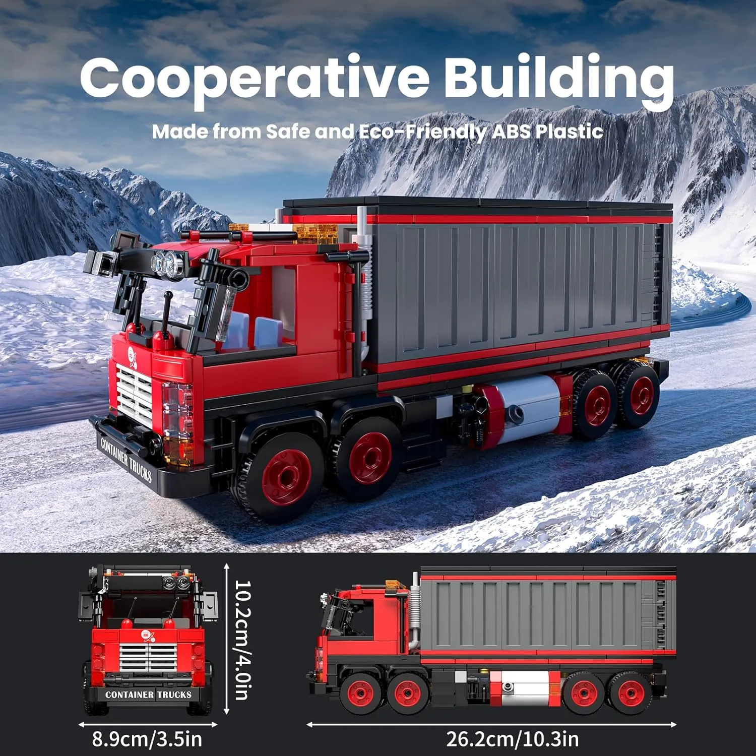 Mould King Red Container Truck Building Set, Toy Realistic American Style Trucks for Boys Aged 8 , 24069 Realistic Trailer Car Model with Detailed Interior, Collectible Blocks for Adults (630 Pieces)