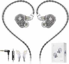 MS1-Galaxy High-Performance Dual Magnetic Circuit Dynamic Driver in-Ear Monitors 3.5mm Plug Inline Control and Microphone Detachable 0.78mm 2 Pin Cable (with MIC, Black)