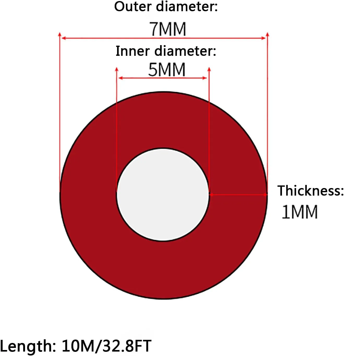 Multi-Size Silicone Tubing - Flexible Hose Water Pipe for Pump Transfer - Extreme Temperature Resistance - Food Grade(Length 10m 5 * 7mm)