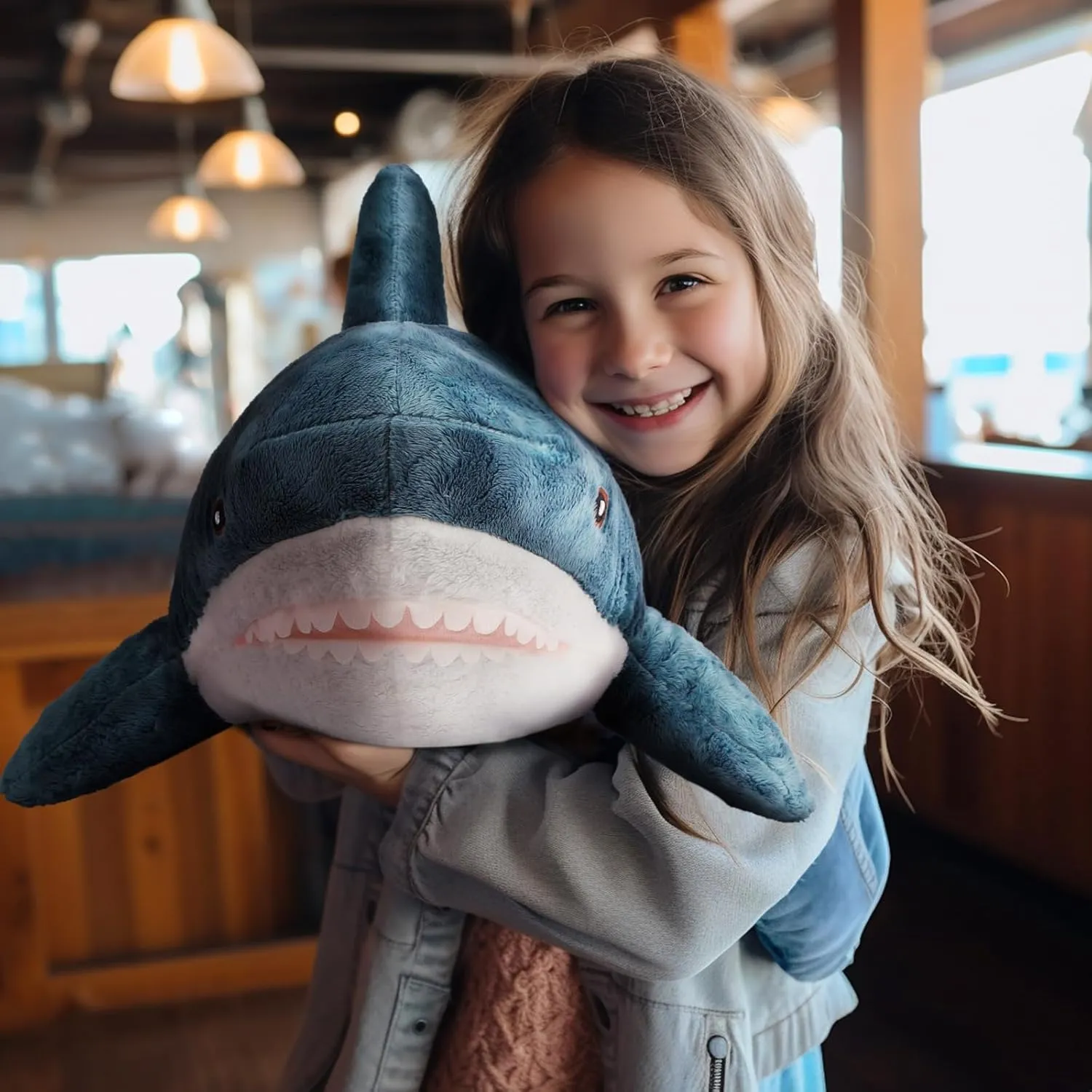 MUPI Shark Stuffed Animal Plush 31" Cute Shark Toy Plush Pillows Soft Cotton Sharks Plushies Ocean Sea Animal Doll Gifts for Boys Girls Kids Adults（Navy Blue）