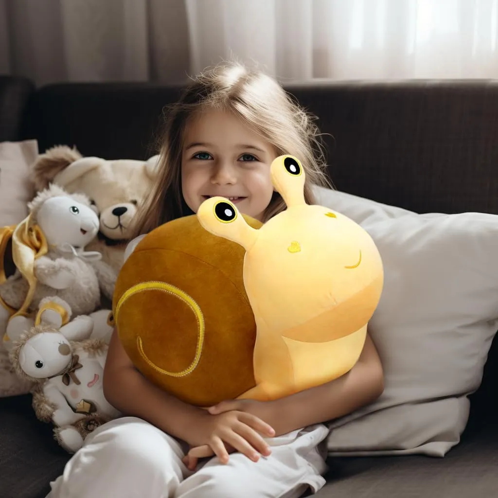 MUPI Snail Plush Pillow Toy Cute Stuffed Animal Snail Plush Kawaii Soft Decor Plushies Doll Gifts for Adults Kids Boys Girls Room Decor (Yellow 17.7 Inch)