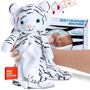 Musical Baby Lovey White Tiger - White Noise & Lullaby Plush - Calms Fussy Babies, Reduces Night Wakeups & Helps Toddlers Sleep Longer – Proven Sleep Aid - BPA-Free, Machine Washable, Newborn Gift