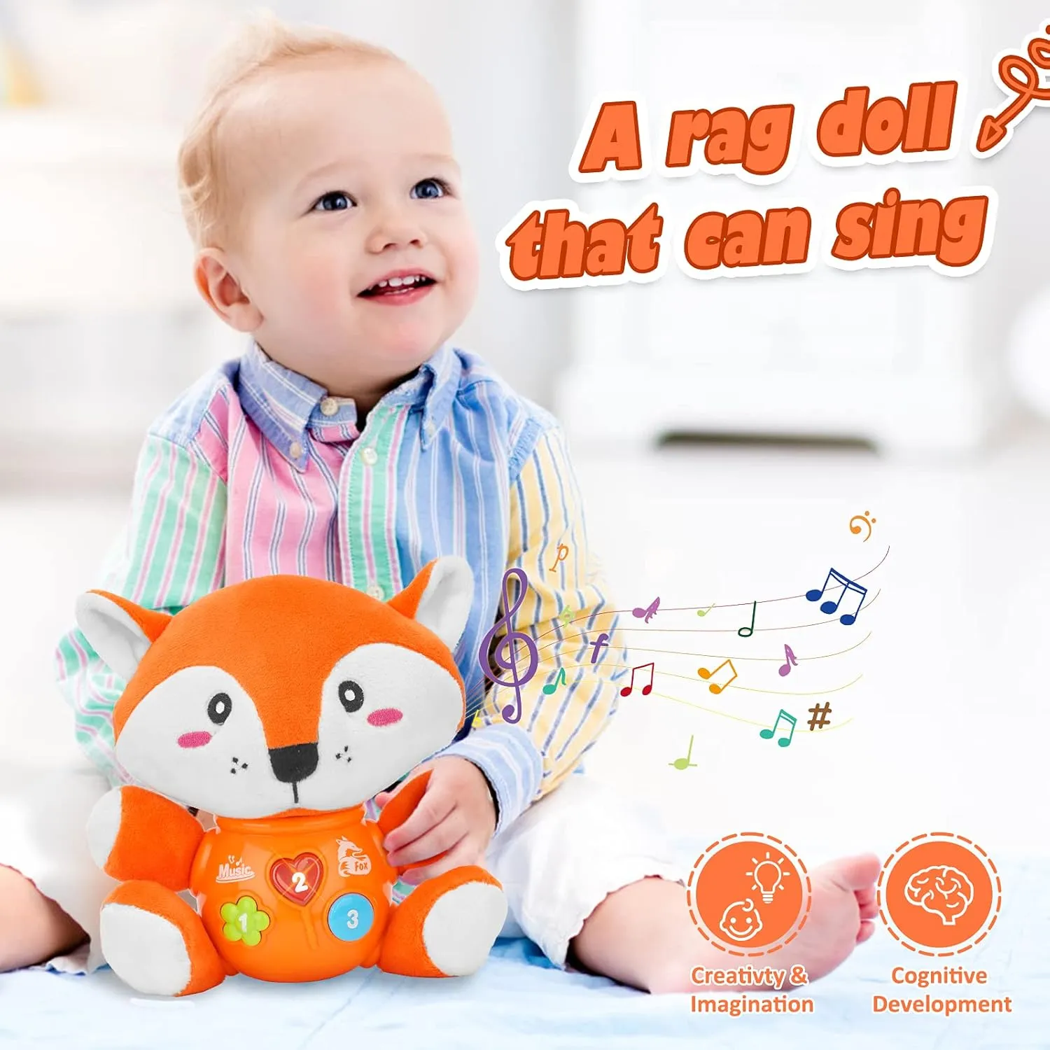 Musical Baby Toys, Cute Fox Newborn Toys for Toddlers Babies 0 3 6 9 12 Month, Infants Baby Toy for Girls and Boys Best Gift