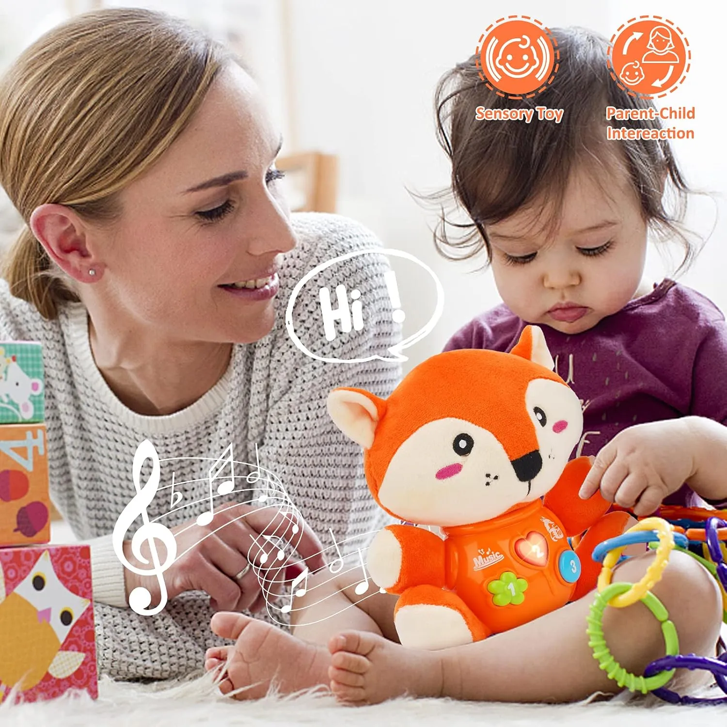 Musical Baby Toys, Cute Fox Newborn Toys for Toddlers Babies 0 3 6 9 12 Month, Infants Baby Toy for Girls and Boys Best Gift