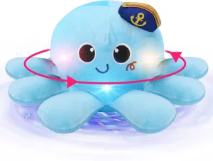 Musical Octopus Baby Toy - Crawling & Rotating Octopus Toy with Recording, Light-Up Voice Control, Clap Hands Awake for 2-6 Year Old Boys and Girls, Tummy Time Sensory Toy