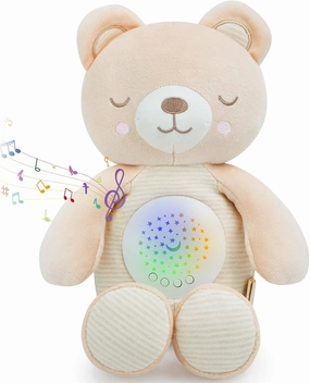 Musical Stuffed Animals with Sound Machine, White Noise Baby Soothers for Sleep, Night Light Shush Lullaby Music Soothing White Noise Toys for White Noise Boy & Girl, Bear
