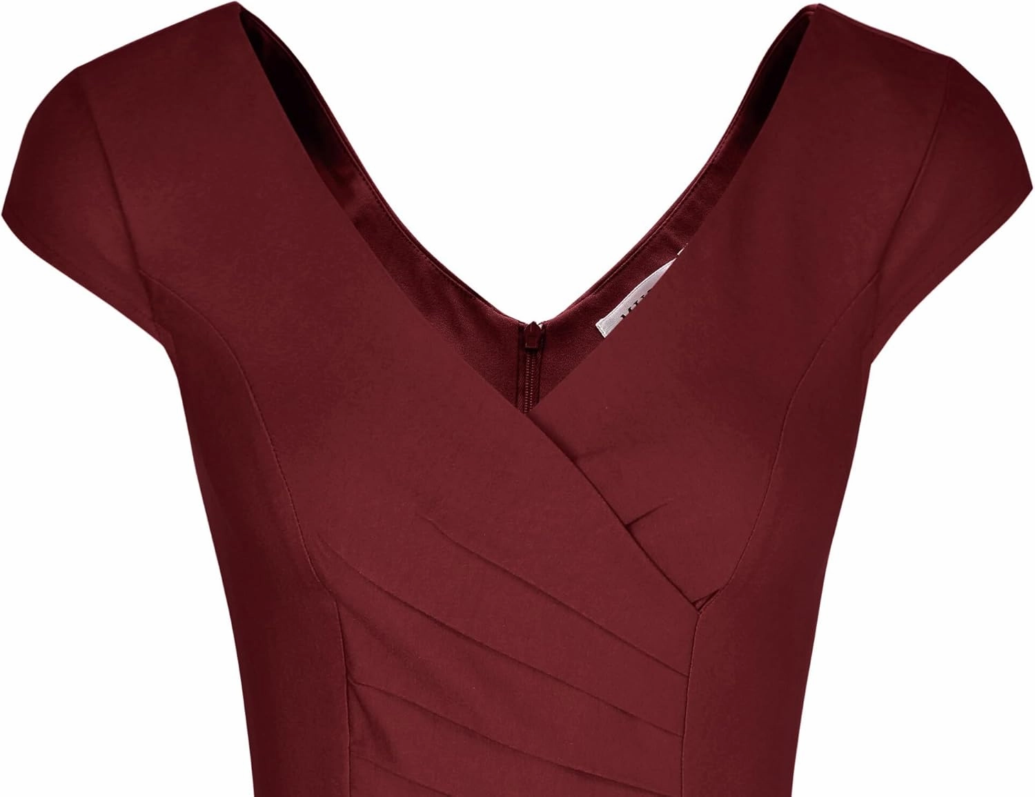 MUXXN Women's 1950's Vintage V Neck Ruched Sheath Formal Pencil Dress