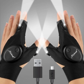 Mylivell Handsfree LED Flashlight Gloves Unique Gift for Men Women Dad Him Boyfriend Husband, Ideal for Fishing Camping Repairing Bright Flexible Rechargeable Fathers Day Christmas Birthday Gifts