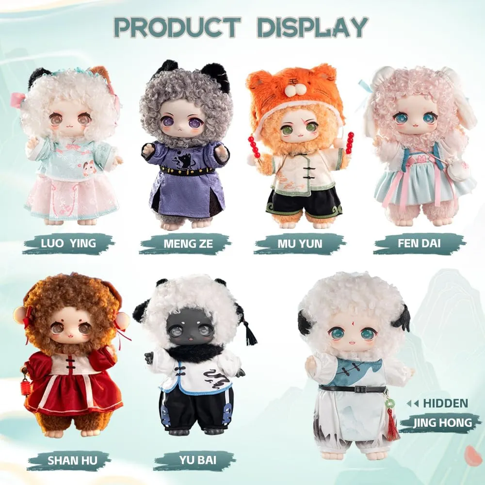 Nagi Moumtain and River Romance Series Plush Cute Vinyl Face Doll Blind Box Mystery Toys Cute Action Anime Figure Kawaii Ornament Gift Pendant Home Decorations (Single Box)