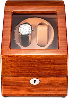 Natural solid wood shell, 2 automatic watch display boxes, with an additional 3 watch storage compartments, piano baked paint, silent, flexible watch(Rosewood brown)