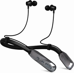 Neckband Bluetooth Headphones, 120H Long Playtime Wireless Stereo Neckband Earbuds with Microphone, Waterproof Around The Neck Headphones in Ear Headset for Sports/Workout/Office (Silver)