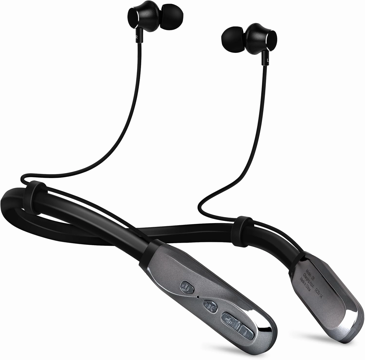 Neckband Bluetooth Headphones, 120H Long Playtime Wireless Stereo Neckband Earbuds with Microphone, Waterproof Around The Neck Headphones in Ear Headset for Sports/Workout/Office (Silver)