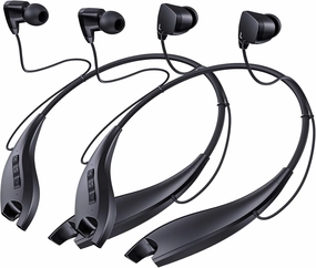 Neckband Bluetooth Headphones, Around The Neck Headphones 24H  Playtime, Bluetooth Headsets with Call Vibration, Shark Jaw Design Wireless Earbuds Noise Isolation/Mic/IPX7 Waterproof, 2 Pack