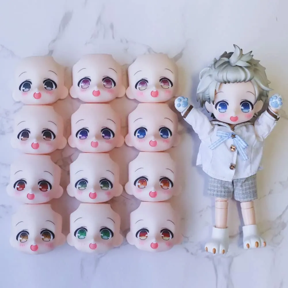 New Cute Dolls face OB11 Doll Head Split GSC,1/12BJD Replacement face Action Figure Doll Accessories (Gray2)