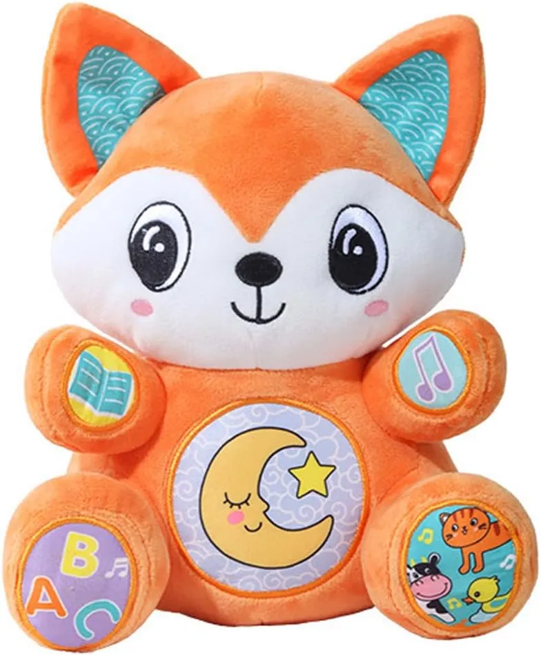 Newborn Baby Musical Toy for Infant 0,3,6,12 Months, Musical Plush Toy Soft Learning Toy to Learn ABC, Numbers for Infants Baby Boy Girls Gifts (Fox)