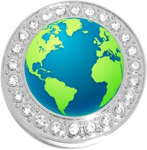 NewCharms Earth World Globe Green Blue Purse Hanger with Bling - Keeps Your Bag Off The Floor and Folds to Fit in Your Handbag