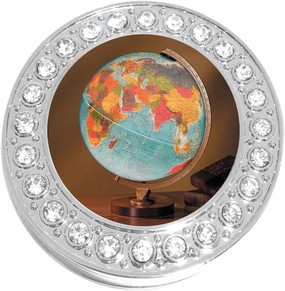 NewCharms Globe Travel World Purse Hanger with Bling - Keeps Your Bag Off The Floor and Folds to Fit in Your Handbag