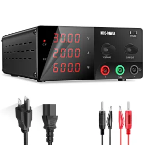 NICE-POWER DC Power Supply Variable, 0-30V 0-20A 600W High Power Bench Power Supply with Encoder Knob & Output Switch, Benchtop Adjustable Switching Regulated Power Supplies for Repair/Test